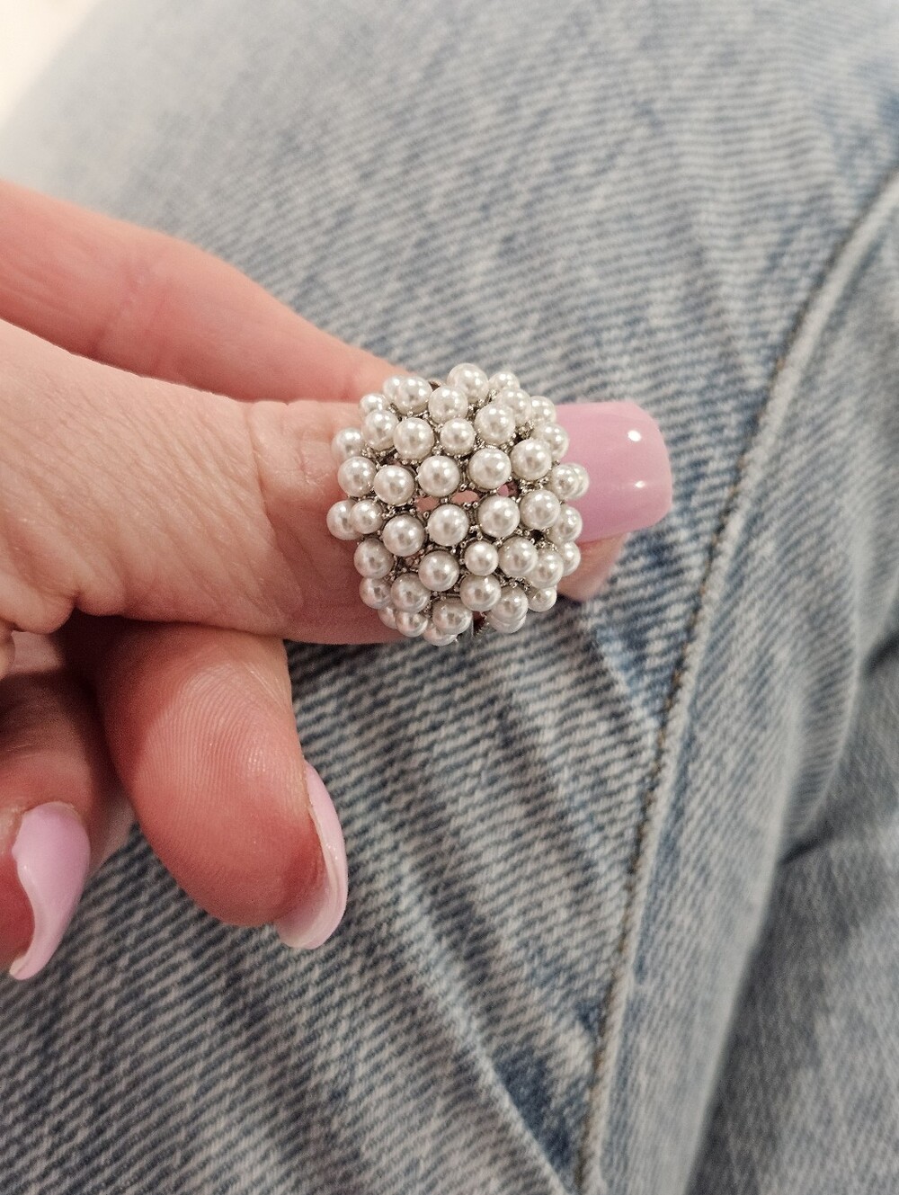 Cluster Pearl Statement Ring - White Pearls - Picture 9 of 16